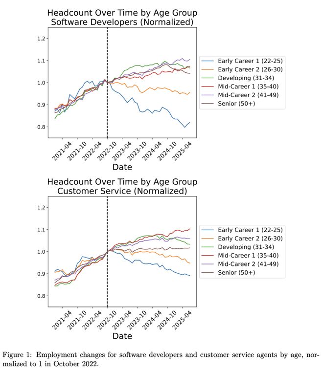 锤：00后20%初级IT岗蒸发AI失业潮来了九游会网站Hinton神预言！斯坦福惊人实(图19)